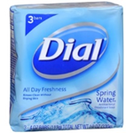 Dial Spring Water Antibacterial Deodorant Soap 3-4 oz bars 