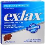 Ex-Lax Chocolated Stimulant Laxative Regular Strength 24 Pieces 